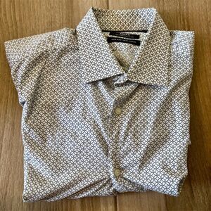 Mexx Metropolitan Men's XL Geometric Print Long Sleeve Shirt White Casual